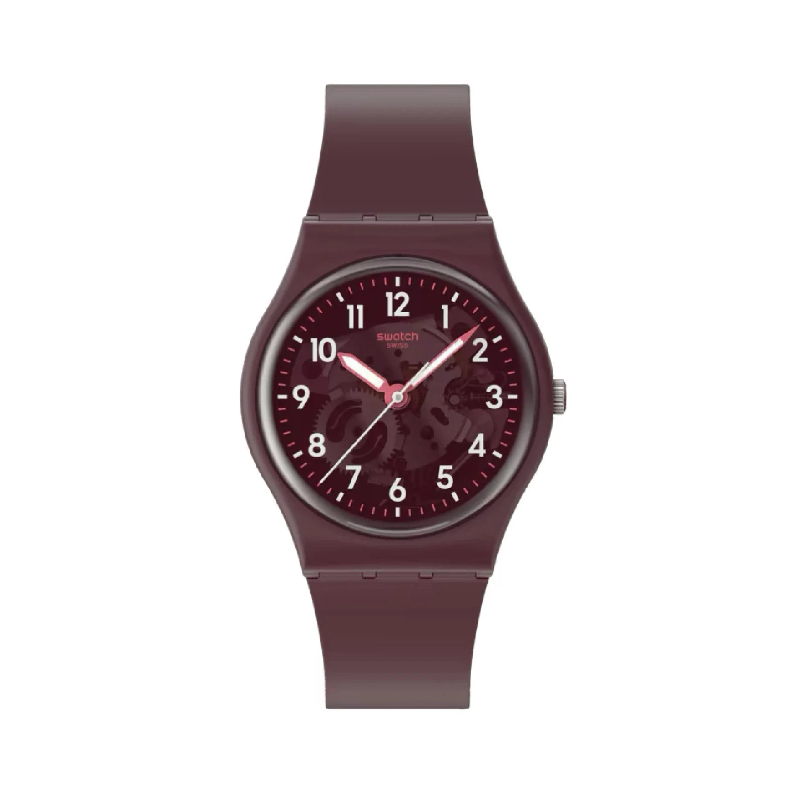 Swatch Orologio Donna Quadrante Bordeaux Trasparente | Bio Cinturino | Quarzo