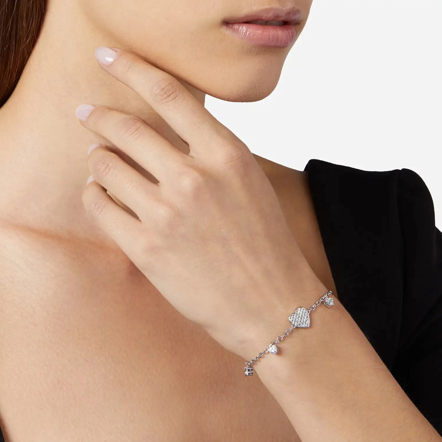 Chiara Ferragni Bracciale Con Cuori Zirconia | Argento 925 | Ciondoli Cuore