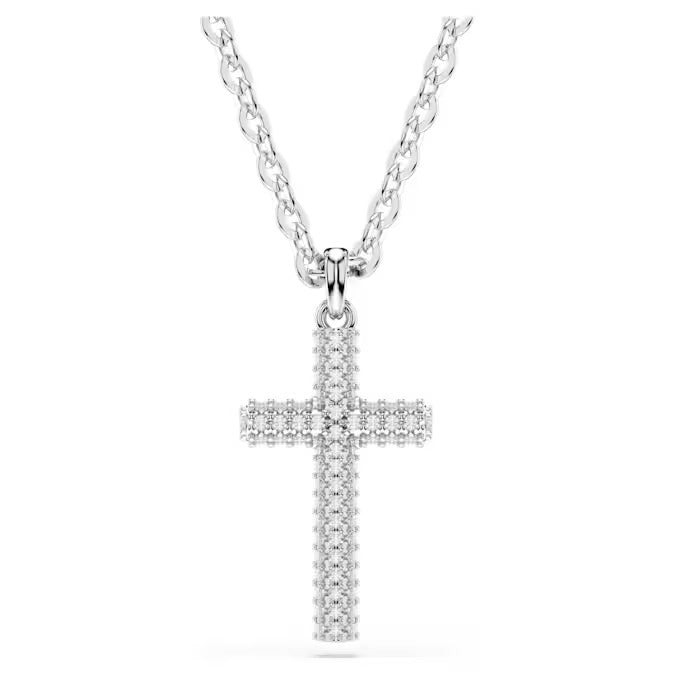 Swarovski Collana Donna Pendente Croce Insigne | Rodio & Zirconia | Regolabile