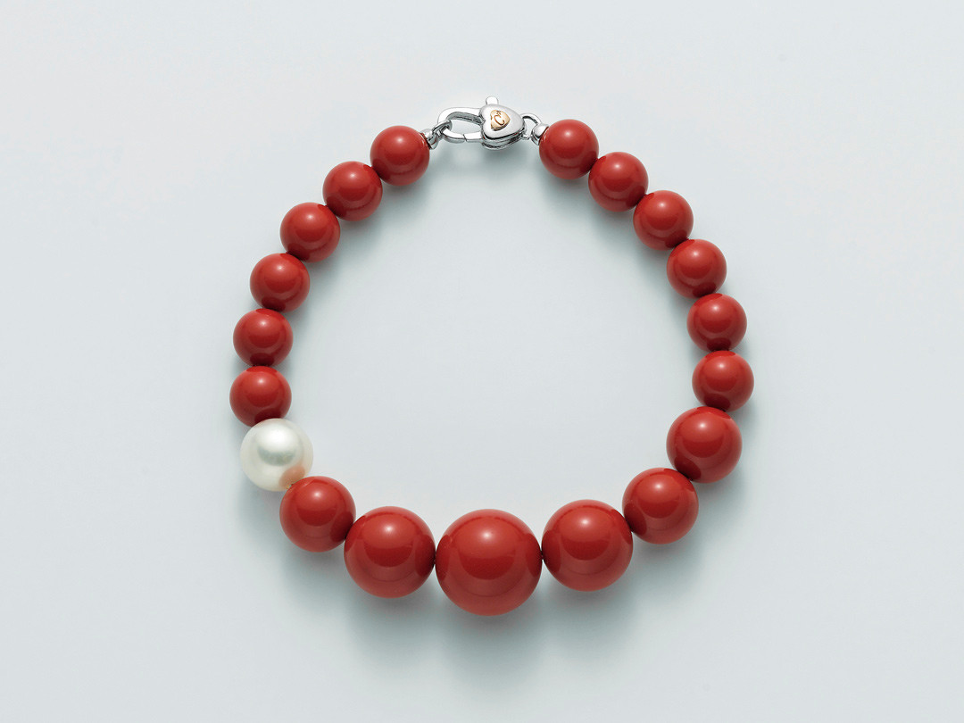 Bracciale Miluna Terra e Mare in Argento 925 con Corallo e Perla