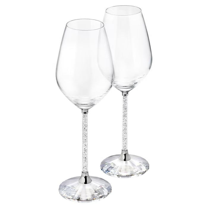 Swarovski Bicchieri Vino Set 2 Stelo Cristalli | Cristallo | Astuccio Garanzia