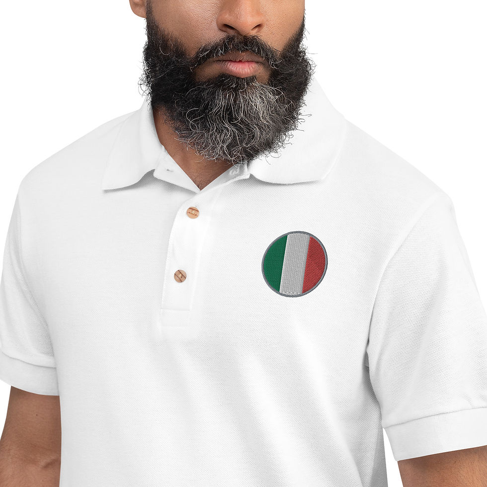 Miniatura: Polo ricamata con bandiere dell’Italia rotonda - 5 colori disponibili 