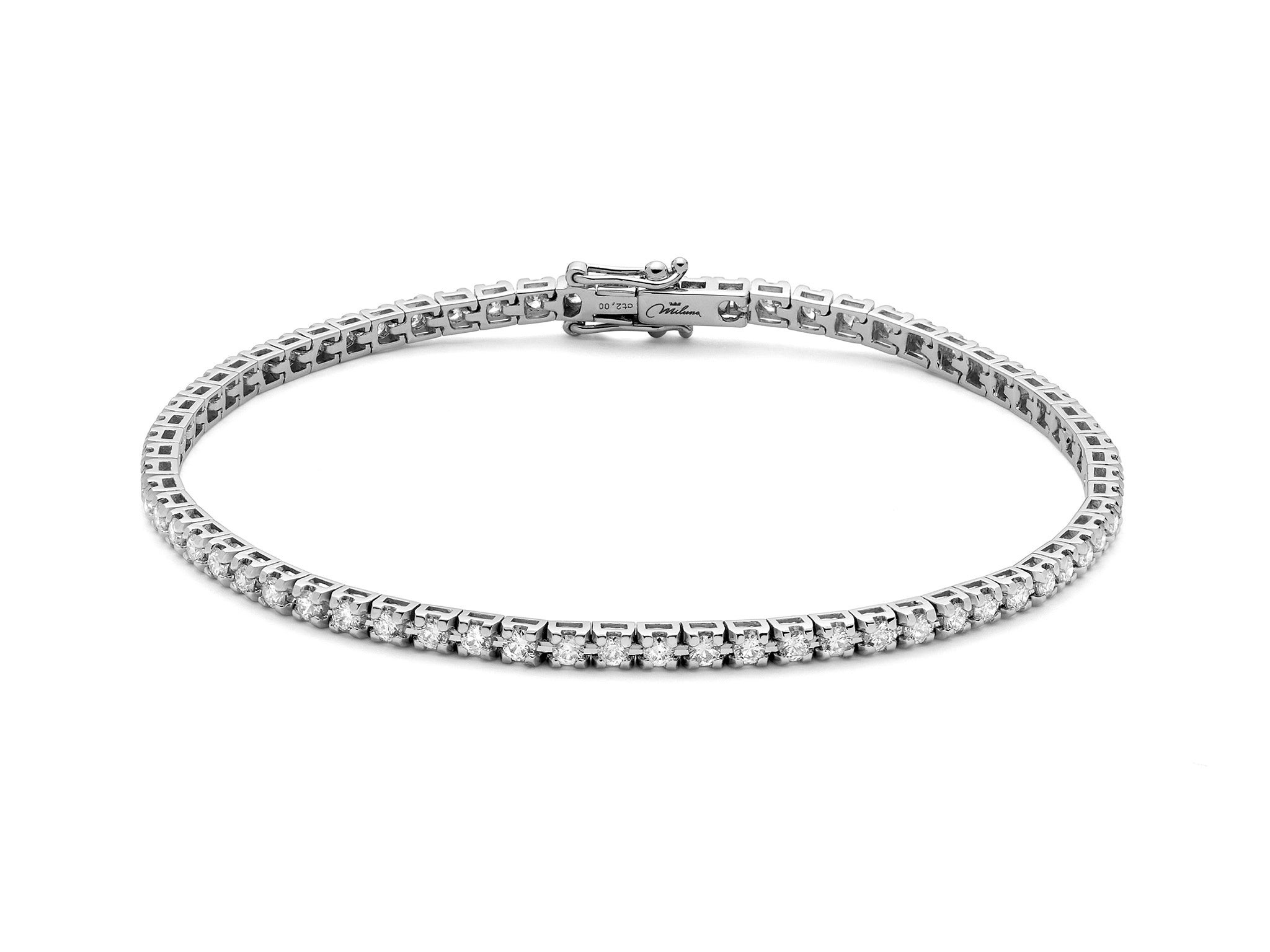 Miluna Bracciale Tennis in Oro Bianco 18K con Diamanti Naturali 2 ct