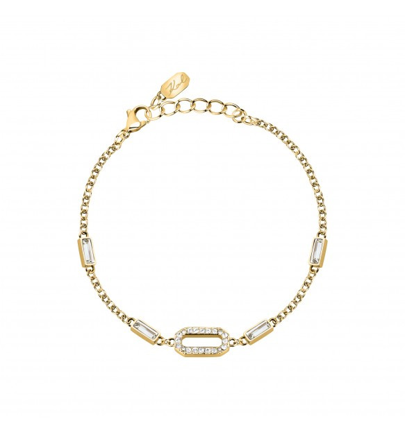 Karl Lagerfeld | Bracciale Donna | Cristalli Baguette | Acciaio Dorato | 19cm