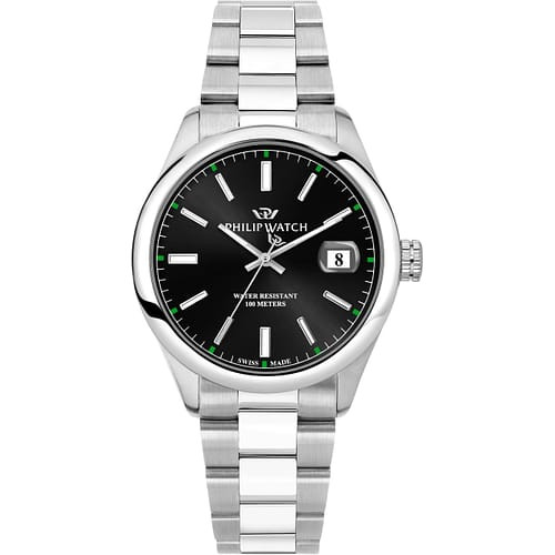 Philip Watch Orologio Uomo Caribe Tempo e Data con Quadrante Nero e Bracciale in