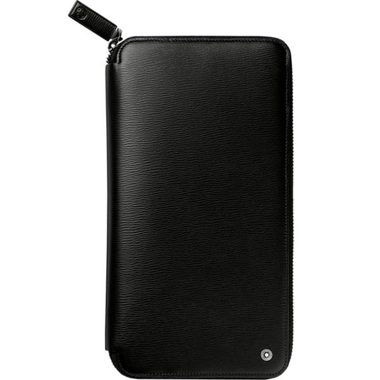Montblanc Portafoglio Uomo Da Viaggio con Zip | Pelle pieno fiore | 12 scomparti
