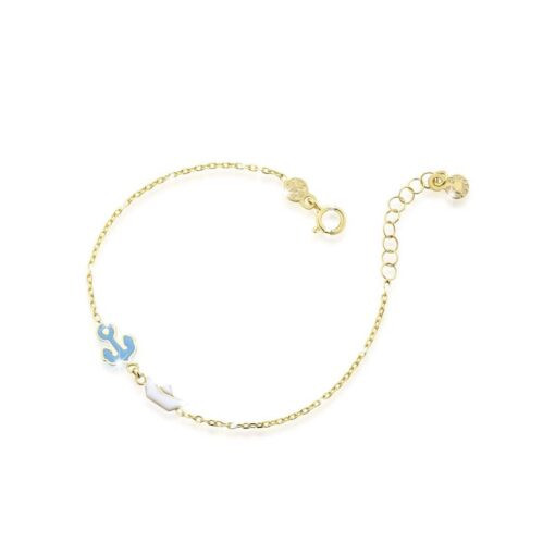Le Bebè Bracciale Bimbo Ancora e Barca | Oro Giallo 9kt | Lunghezza Regolabile