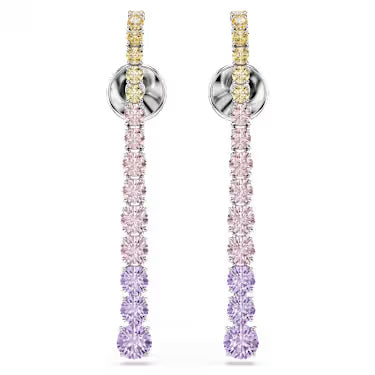 Orecchini pendenti Swarovski Matrix con pietre gialle rosa e viola