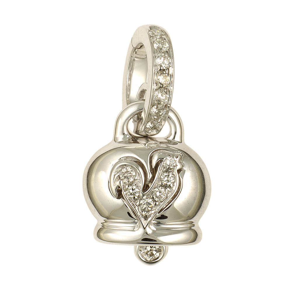 Chantecler Ciondolo Donna Campanella Gallo Pavé | Oro Bianco 18Kt | Diamanti