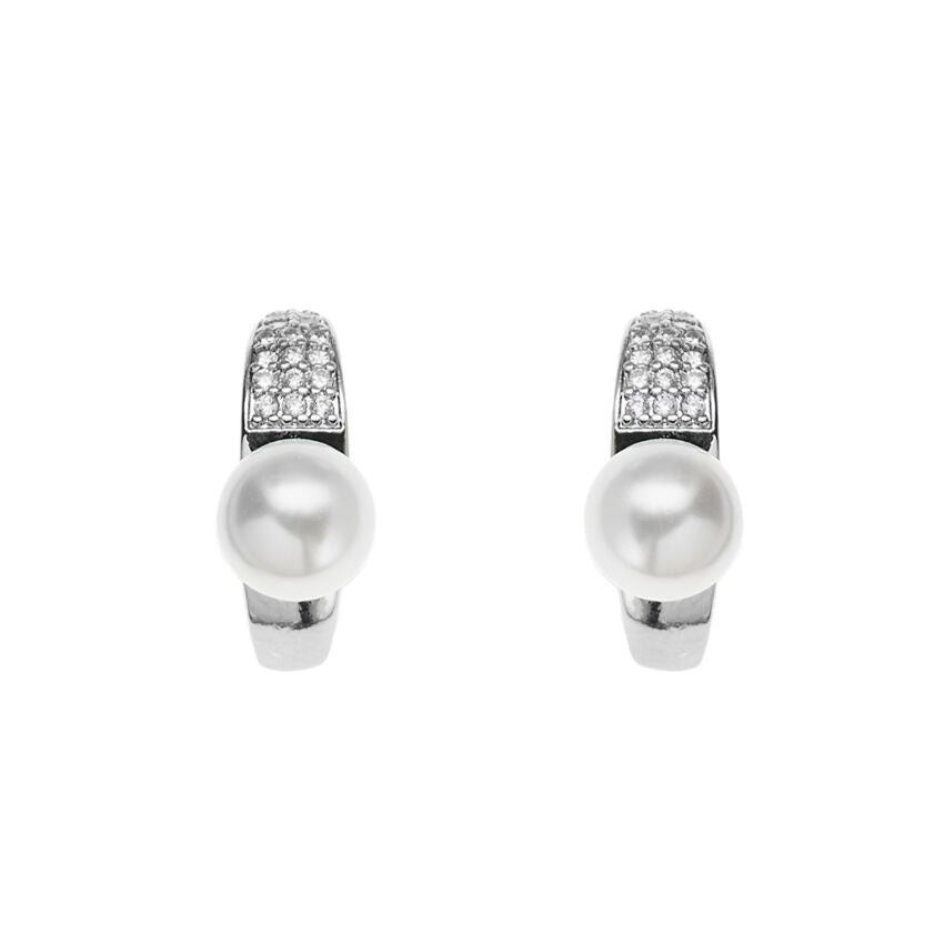 Ottaviani Orecchini Donna Zirconi & Perla | Bronzo Argentato | Made in Italy