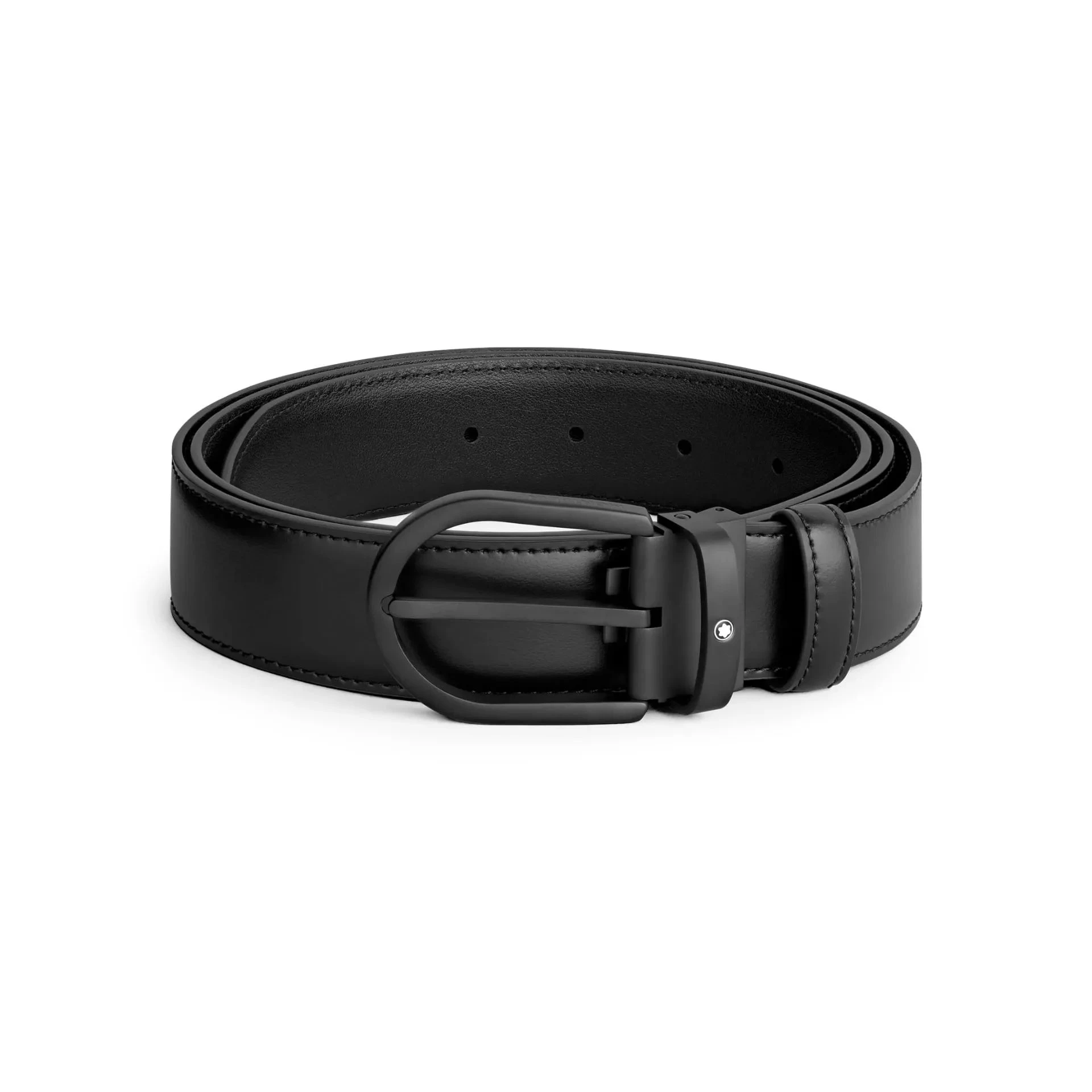 Cintura Montblanc in Pelle Nera 35 mm con Fibbia PVD Nera