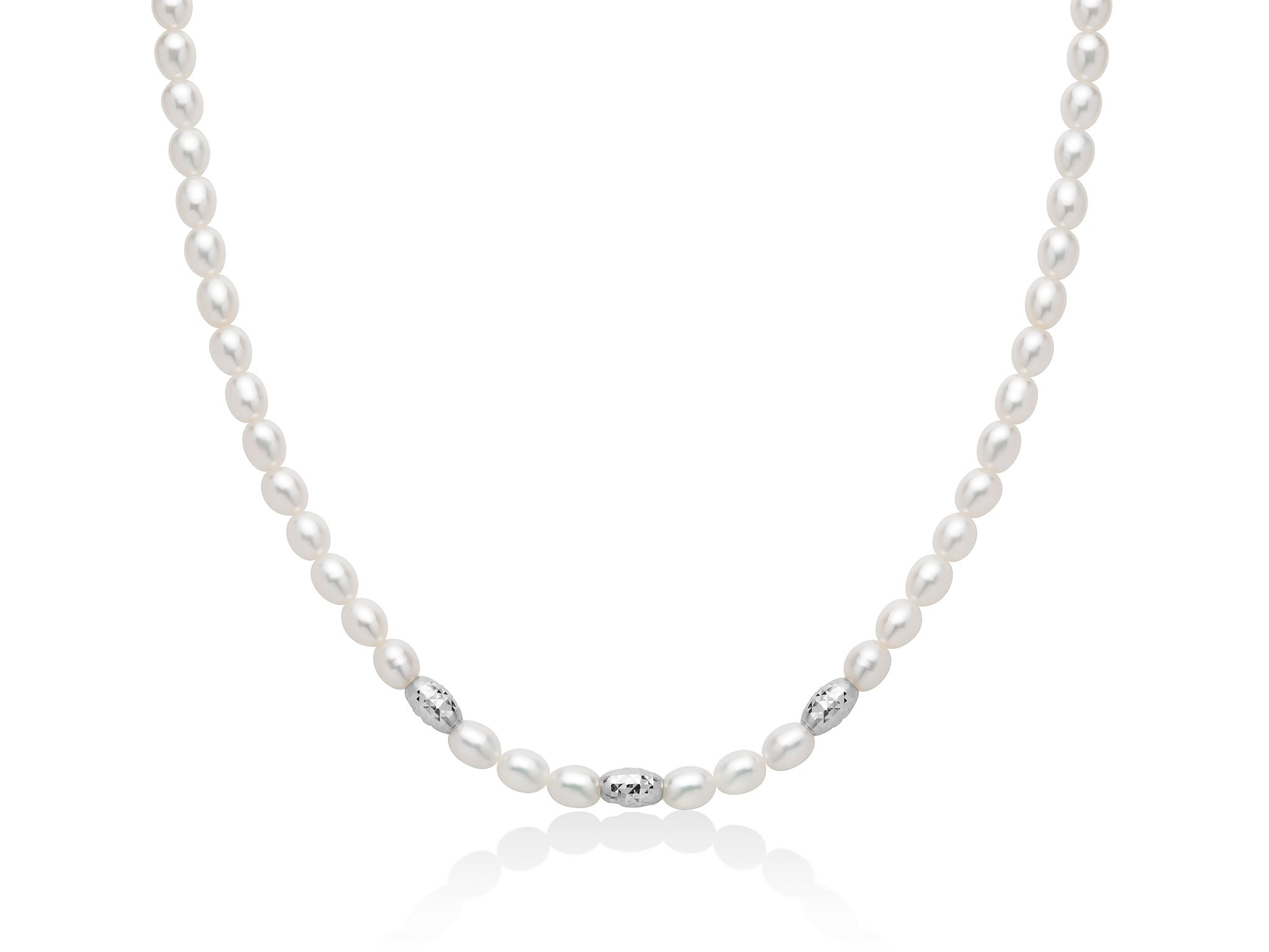 Collana Miluna di Perle Oriente con Tre Elementi in Argento