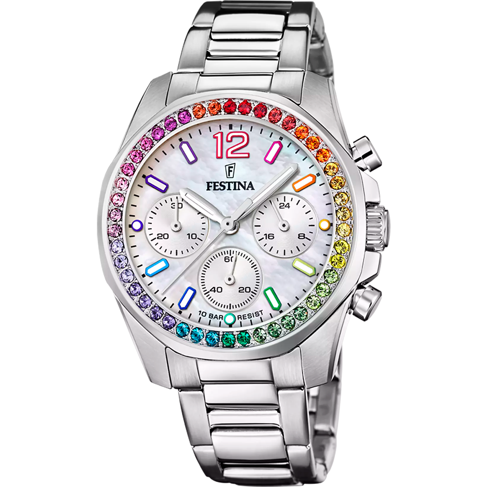 Festina Orologio Donna Cronografo Rainbow in Acciaio