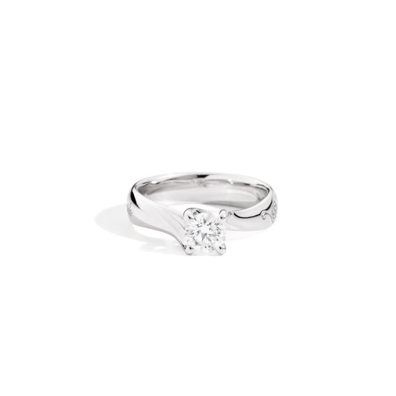 Recarlo Anello Solitario Diamante 0,40 Ct | Oro Bianco 18Kt | Taglio Brillante