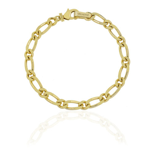 UNOAERRE Bracciale Uomo Catena Fantasia Grumetta e Figaro | Oro Dorato | 21 cm