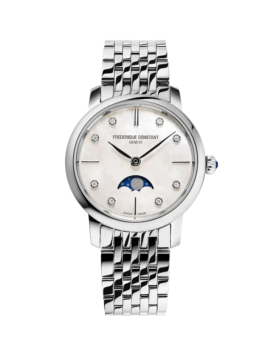 Frederique Constant Orologio Donna Moonphase | Acciaio | Madreperla & Diamanti