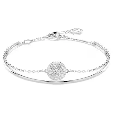 Swarovski | Bracciale Rigido | Doppio filo pavé | Placcato rodio | Cristalli