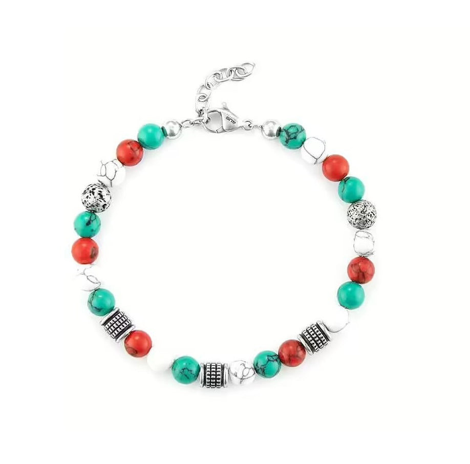 Cesare Paciotti Bracciale Uomo Pietre Multicolor | Acciaio Rodiato | Regolabile