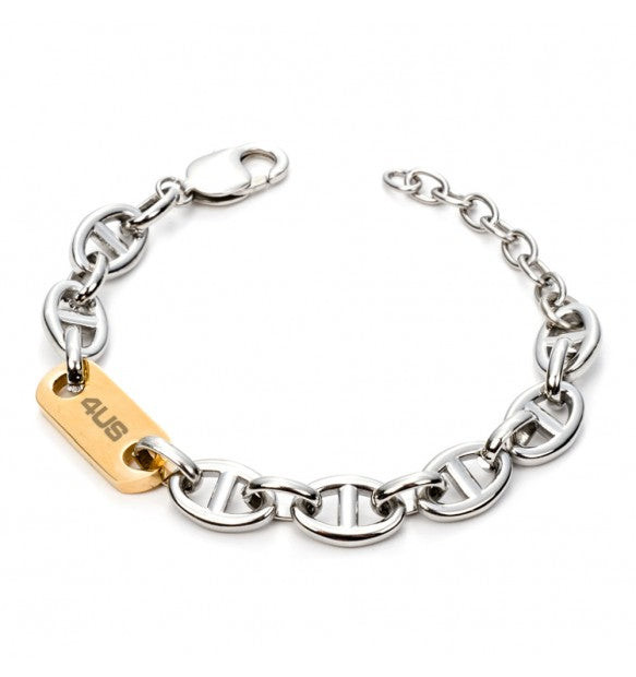 Cesare Paciotti 4US Bracciale Uomo Targa dorata | Acciaio | Regolabile 18-21 cm