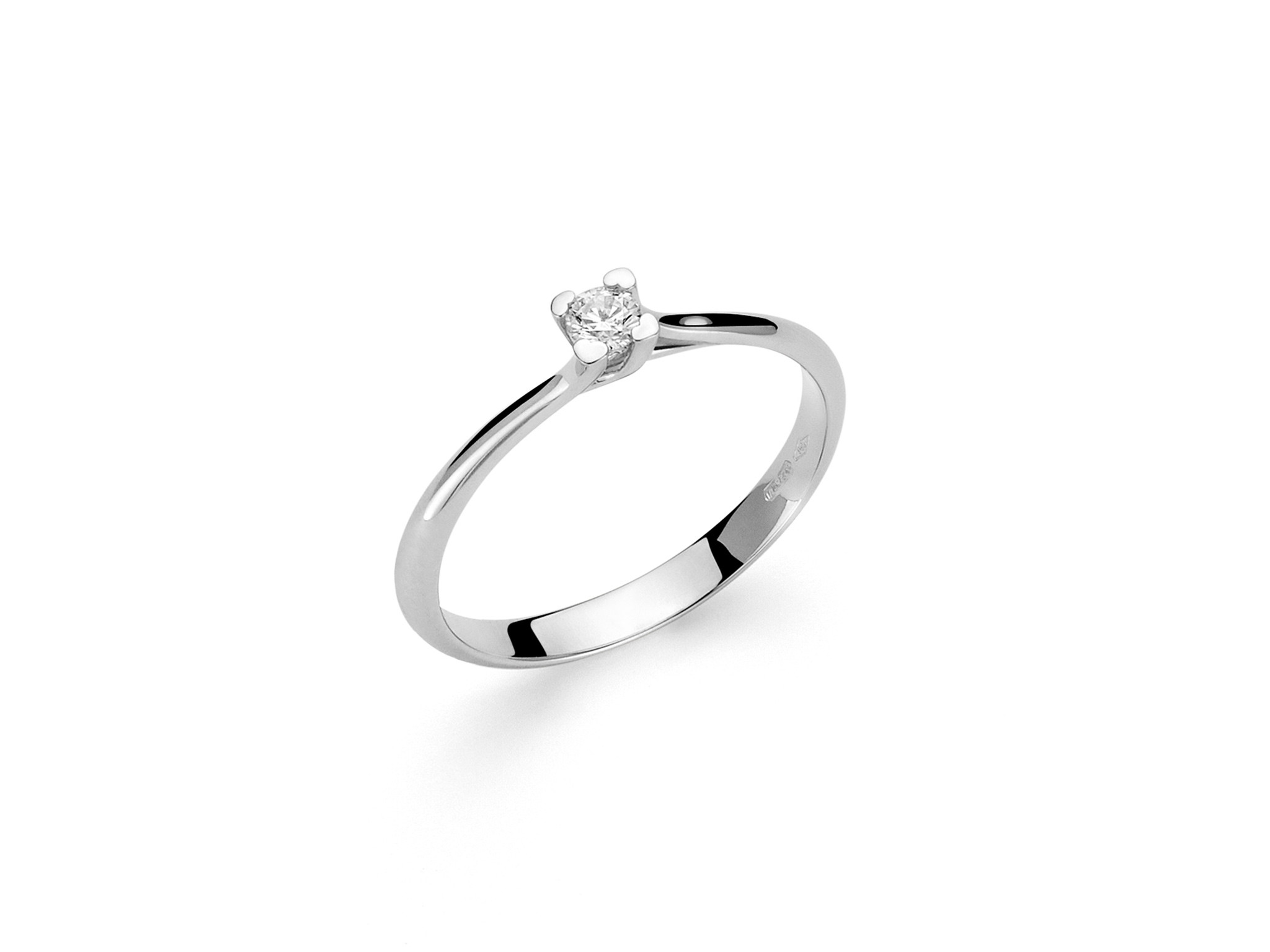 Anello Solitario Miluna in Oro Bianco 18 kt con Diamante Naturale