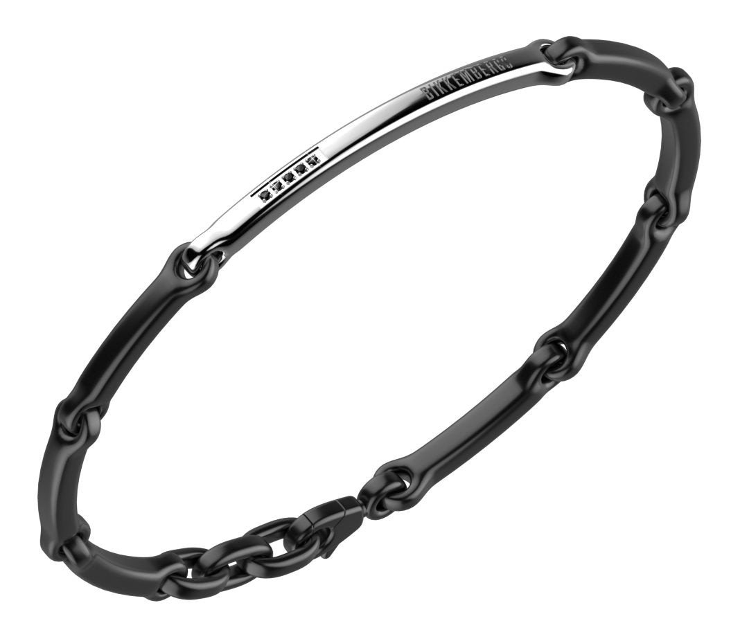 Bikkembergs | Bracciale Uomo | Targa diamanti neri | Acciaio nero | Hammer
