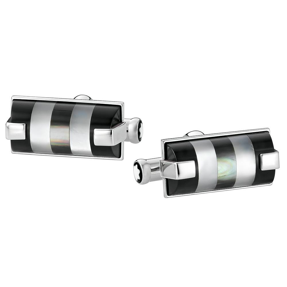 Montblanc Gemelli Uomo Madreperla & Onice Nera | Acciaio Inox | Cod. 109513