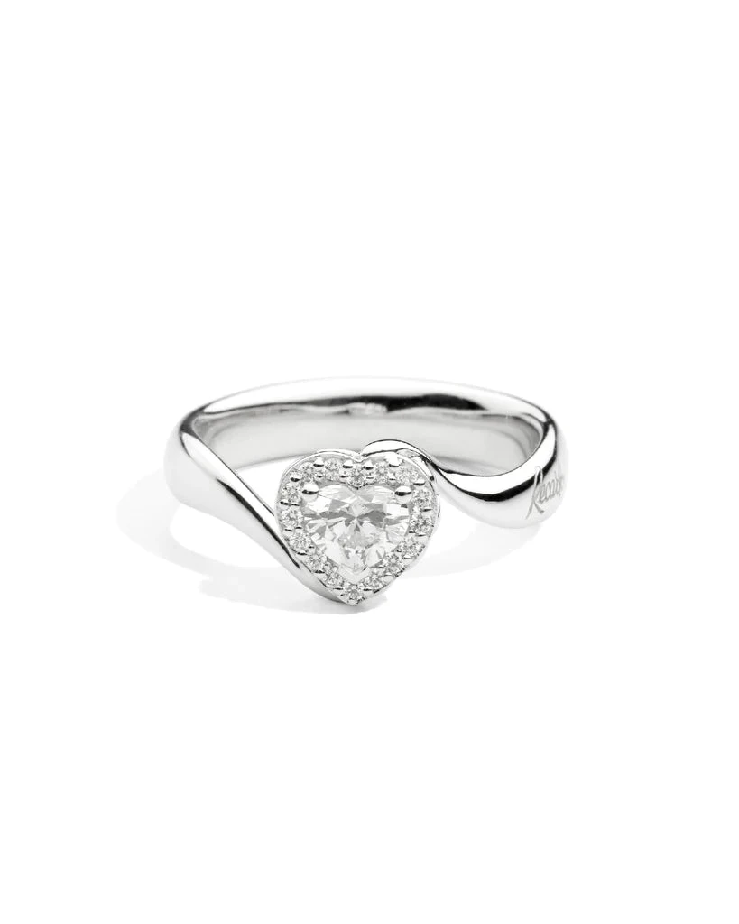 Recarlo Anello Donna Taglio a Cuore 0,24 CT | Oro Bianco 18kt | Diamante G VVSI1