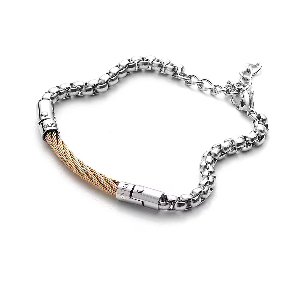 Paciotti Bracciale Uomo Spirale Centrale Oro Rosa | Acciaio Inox | Reg.18-22cm