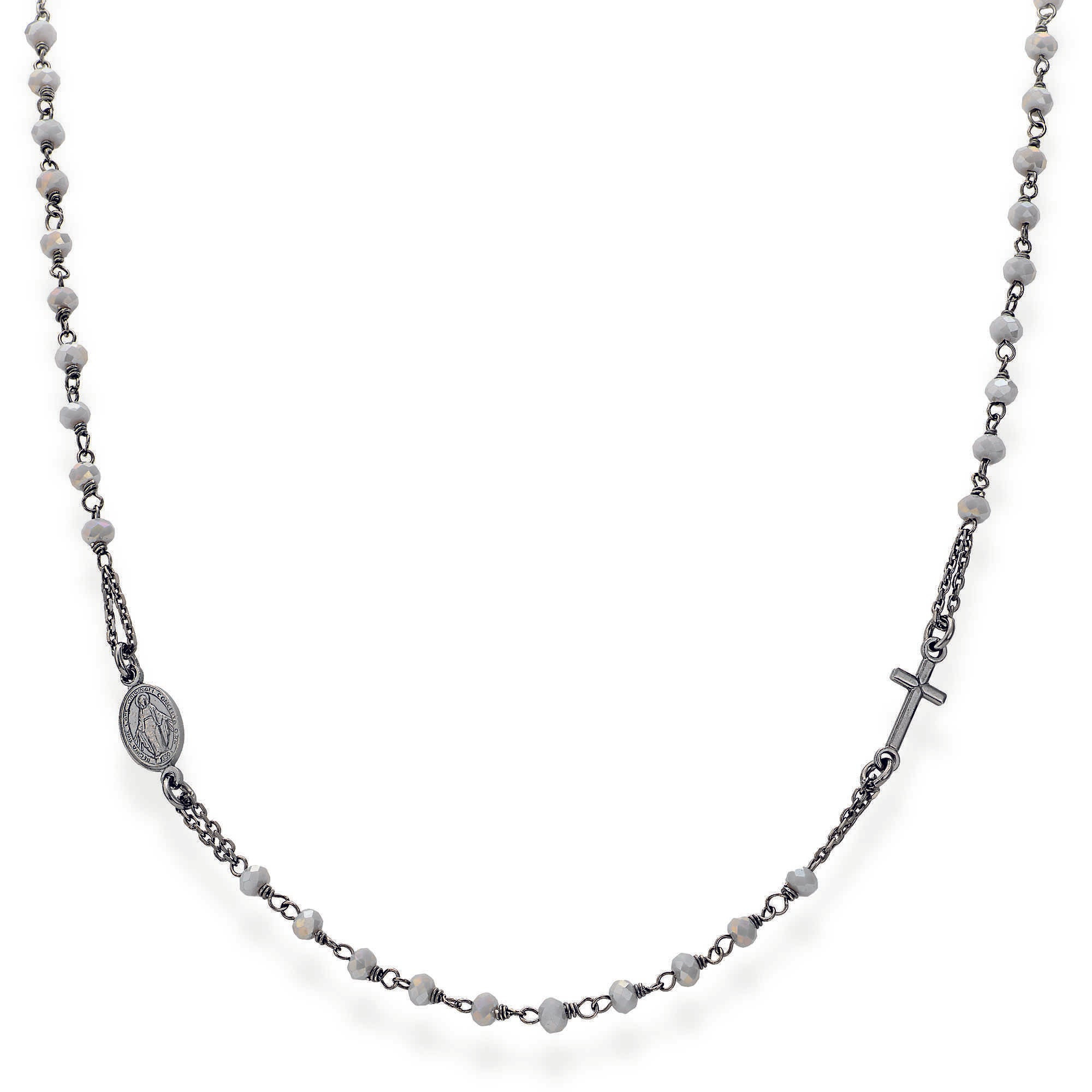 Amen Collana Girocollo Donna Rosario Cristalli Fumé | Argento 925 | 50+2 cm