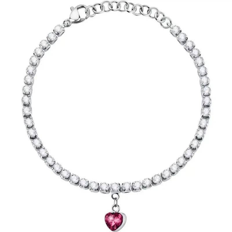 La Petite Story Bracciale Donna Tennis Cuore Rosso | Acciaio | Cristalli