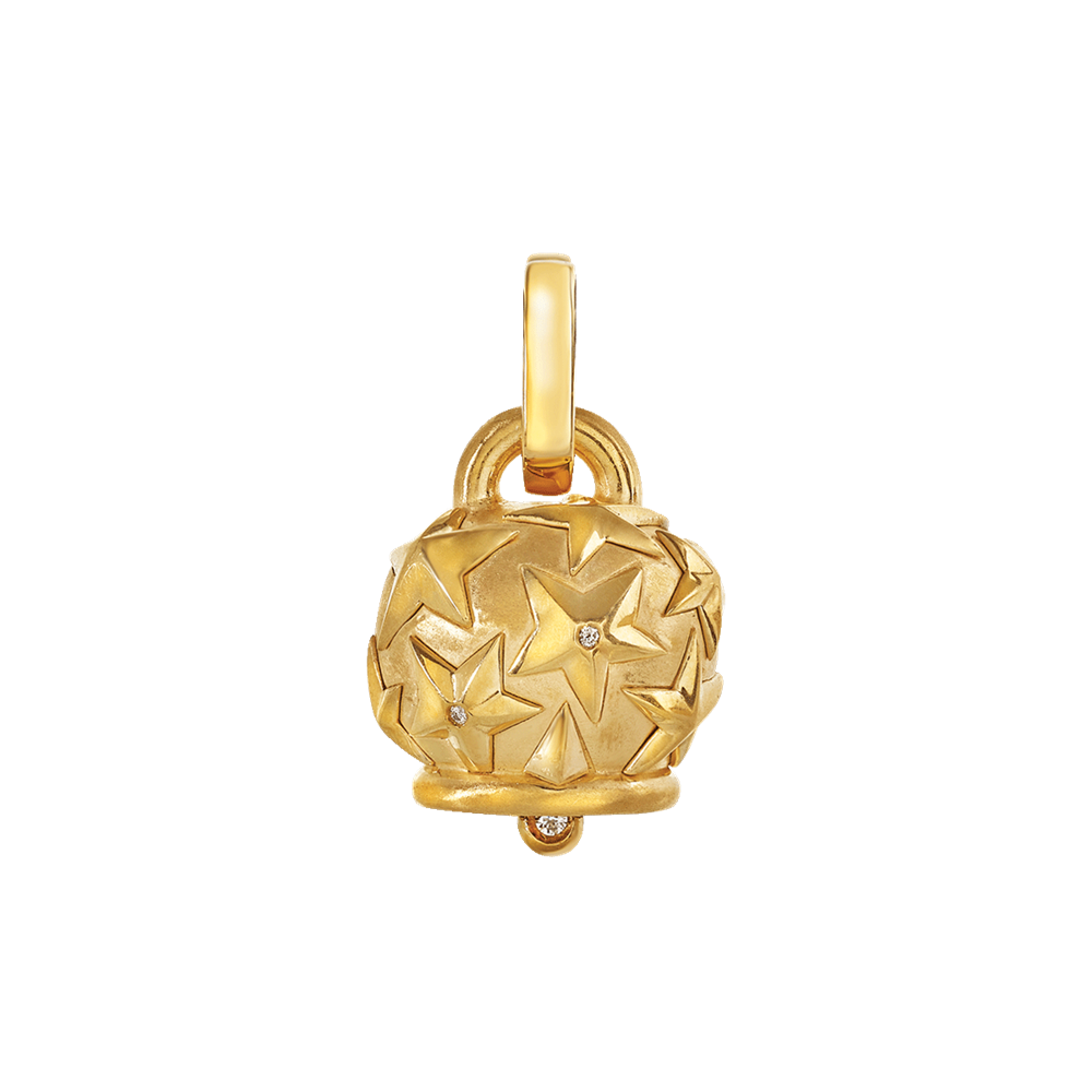 Chantecler | Ciondolo Donna | Campanella con Stelle | Arg. dorato | 3 diamanti