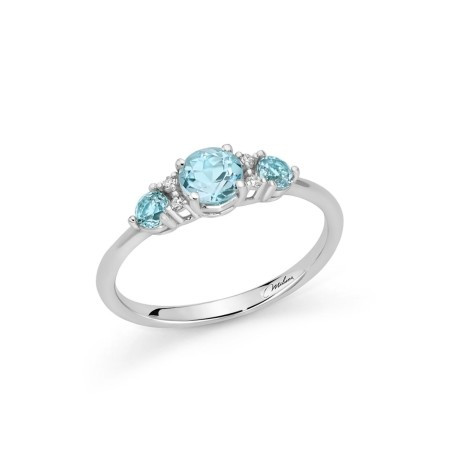 Anello Miluna in Oro Bianco 9Kt con Topazi Azzurri e Diamanti