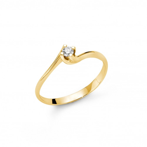 Anello Solitario Miluna in Oro Giallo 18 kt con Diamante
