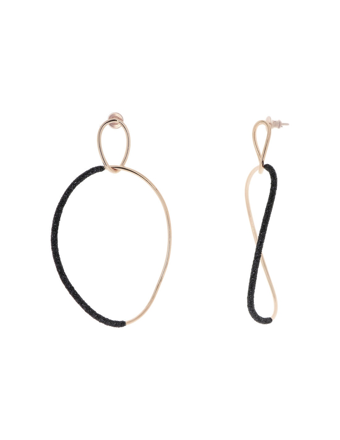 Pesavento Orecchini Cerchio Pendente Polvere Sogni | Argento 925 Rosé | Oro/Nero
