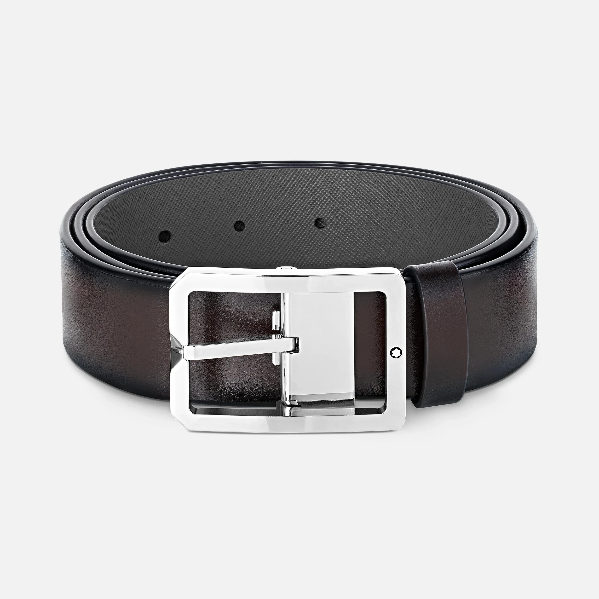 Montblanc Cintura Uomo Reversibile Marrone/Grigio | Pelle | Fibbia Acciaio