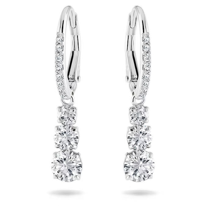 Swarovski | Orecchini cerchio donna | Tris Crystal pavé | Placcatura rodio | 3cm
