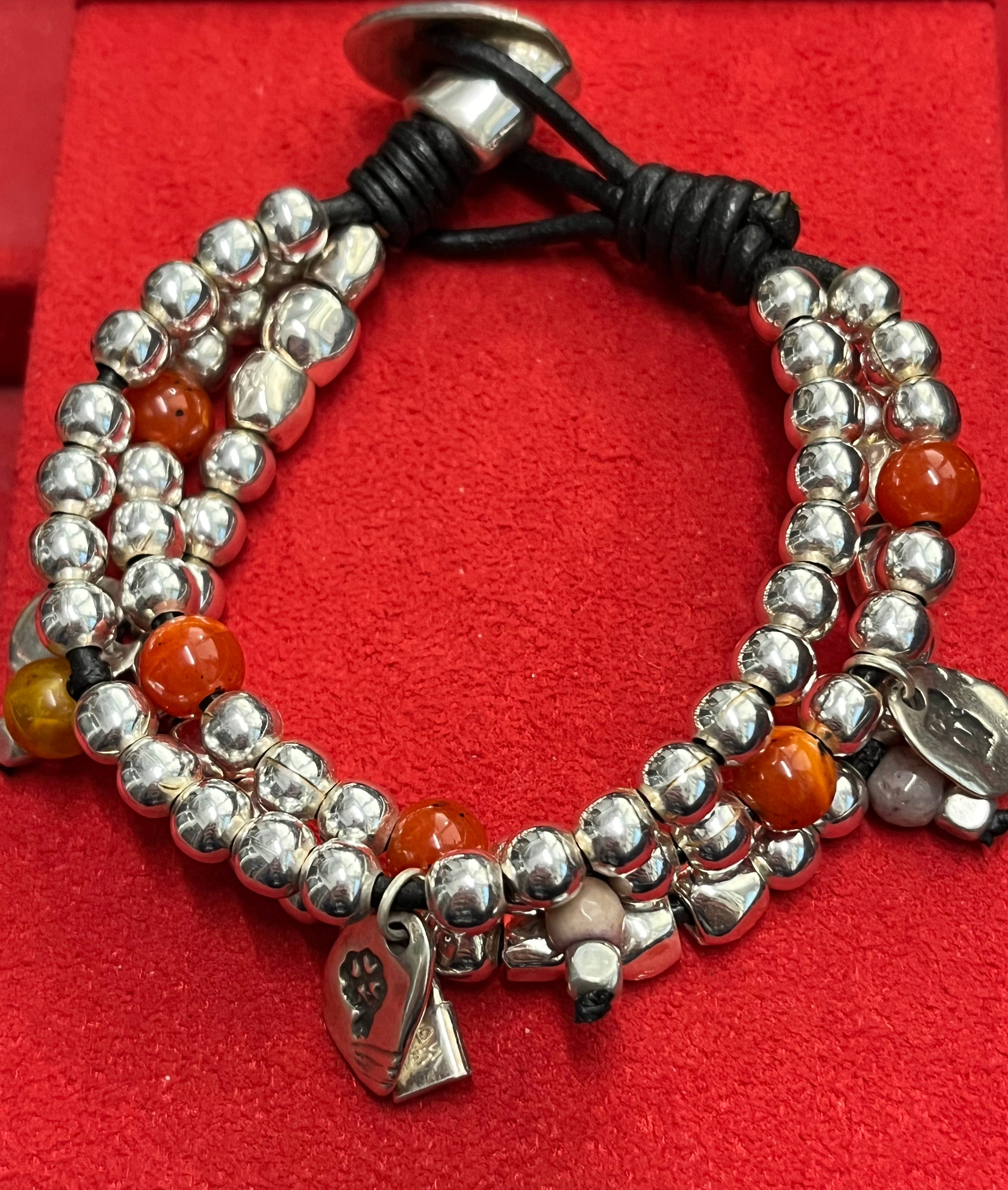 Madness Bracciale Donna 3 Fili Pietrine Rosse | Argento 925 | Quadrifoglio, Gufo