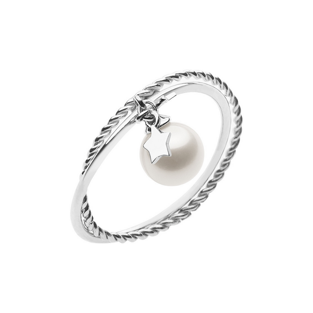 Comete Anello Donna Perla Ø6,5 mm | Oro Bianco 750‰ | Fantasie di Perle