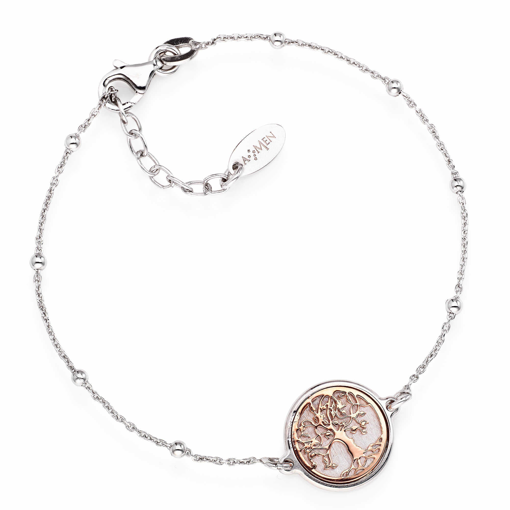 Amen Bracciale Donna Albero della Vita Rosè | Argento 925 | Allungo Regolabile
