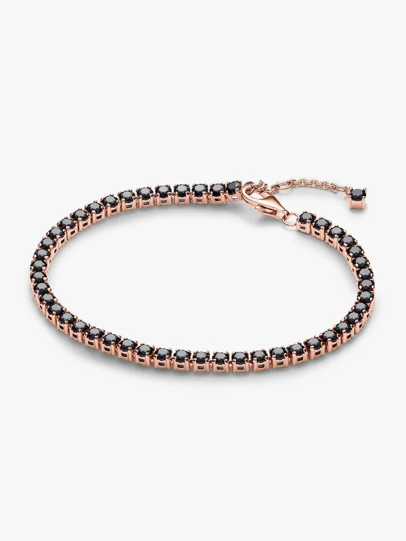 Pandora bracciale tennis rosato con cristalli neri