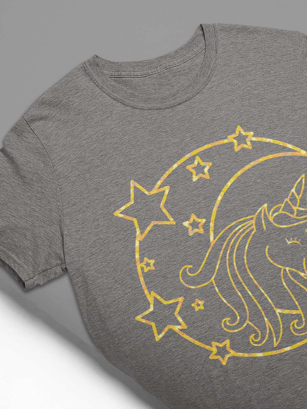 Thumbnail: Unicorn Minimalist Tshirt – Moon Shirt, Stars Tee, Unicorn Girl, Yellow Grap...