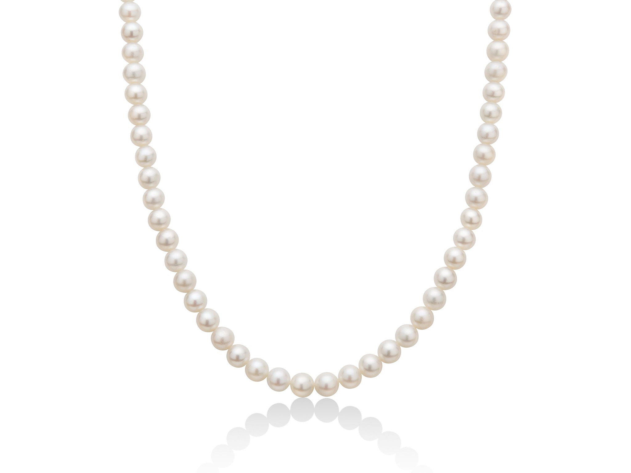 Miluna Collana Donna Perle Bianche 6-6,5 mm | Oro Bianco 18K | 40 cm