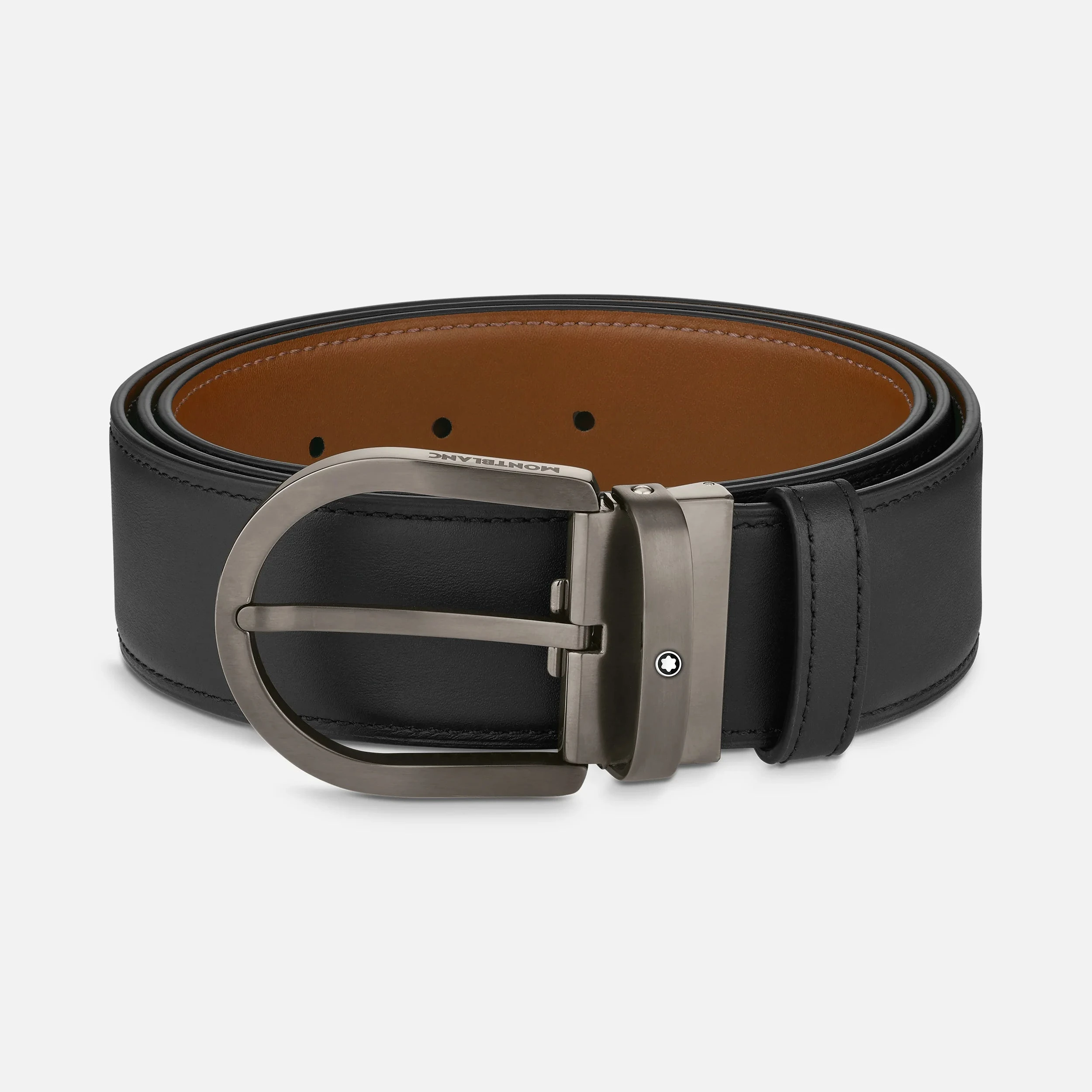 Montblanc Cintura Uomo Reversibile Nero/Marrone | Pelle | Fibbia Rutenio