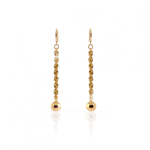 UNOAERRE Orecchini Donna Catena Corda con Sfera | Bronzo Dorato | Diamantata
