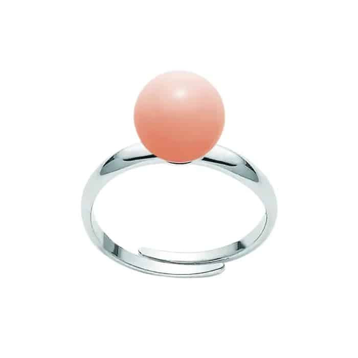 Anello regolabile Miluna in argento 925 con corallo rosa