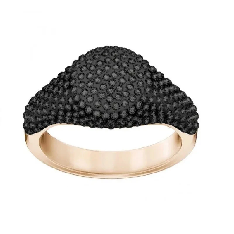 Swarovski Anello Donna Pavé Cristalli Neri | PVD Rose Gold | Lega Ipoallergenica