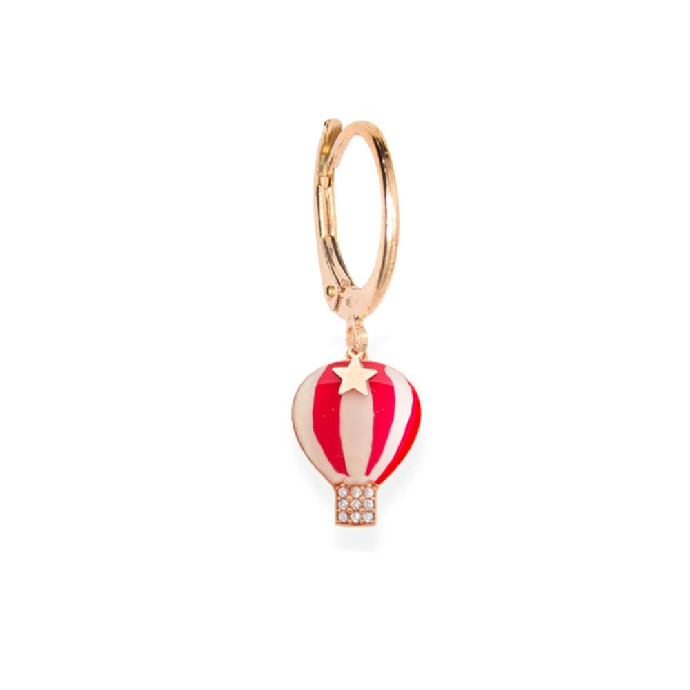Versari Monorecchino Mongolfiera Smaltata con Zirconi | Argento 925 | Oro Rosa