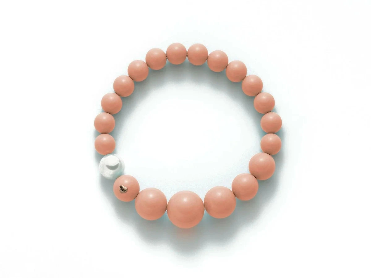 Bracciale Elastico Miluna in Pasta di Corallo Rosa con Perla