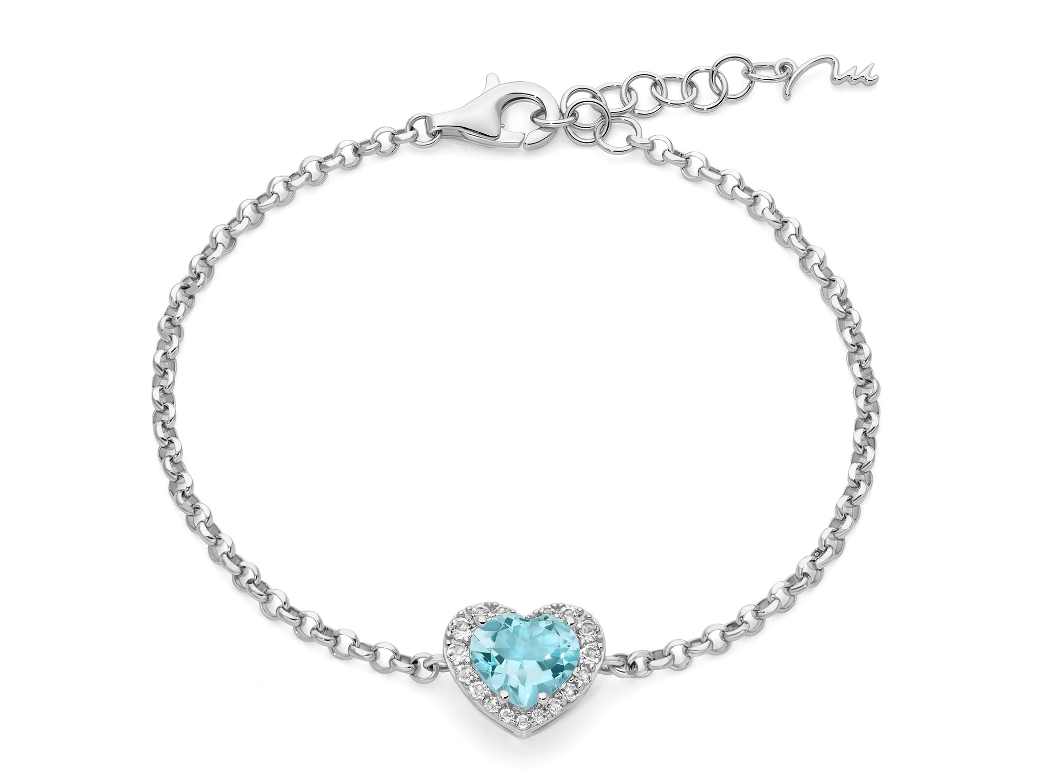 Miluna Bracciale Gemma del Cielo in Argento 925 con Cuore Medio e Topazi