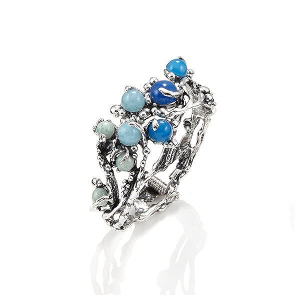 Giovanni Raspini Bracciale Donna Bangle Oceano | Argento 925 | Agata blu